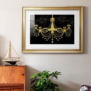 Golden Chandelier - Modern Framed Art Print