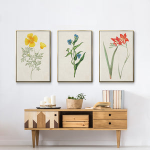 Flowers of the Seasons IV - Framed Premium Gallery Wrapped Canvas L Frame 3 Piece Set - Ready to Hang