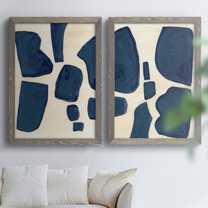 Blue Pieces I - Barnwood Framed Canvas Set