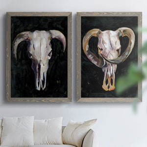 Horned Skull I - Premium Framed Canvas 2 Piece Set - Ready to Hang