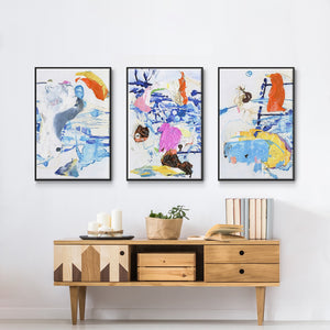 Evidence I - Framed Premium Gallery Wrapped Canvas L Frame 3 Piece Set - Ready to Hang