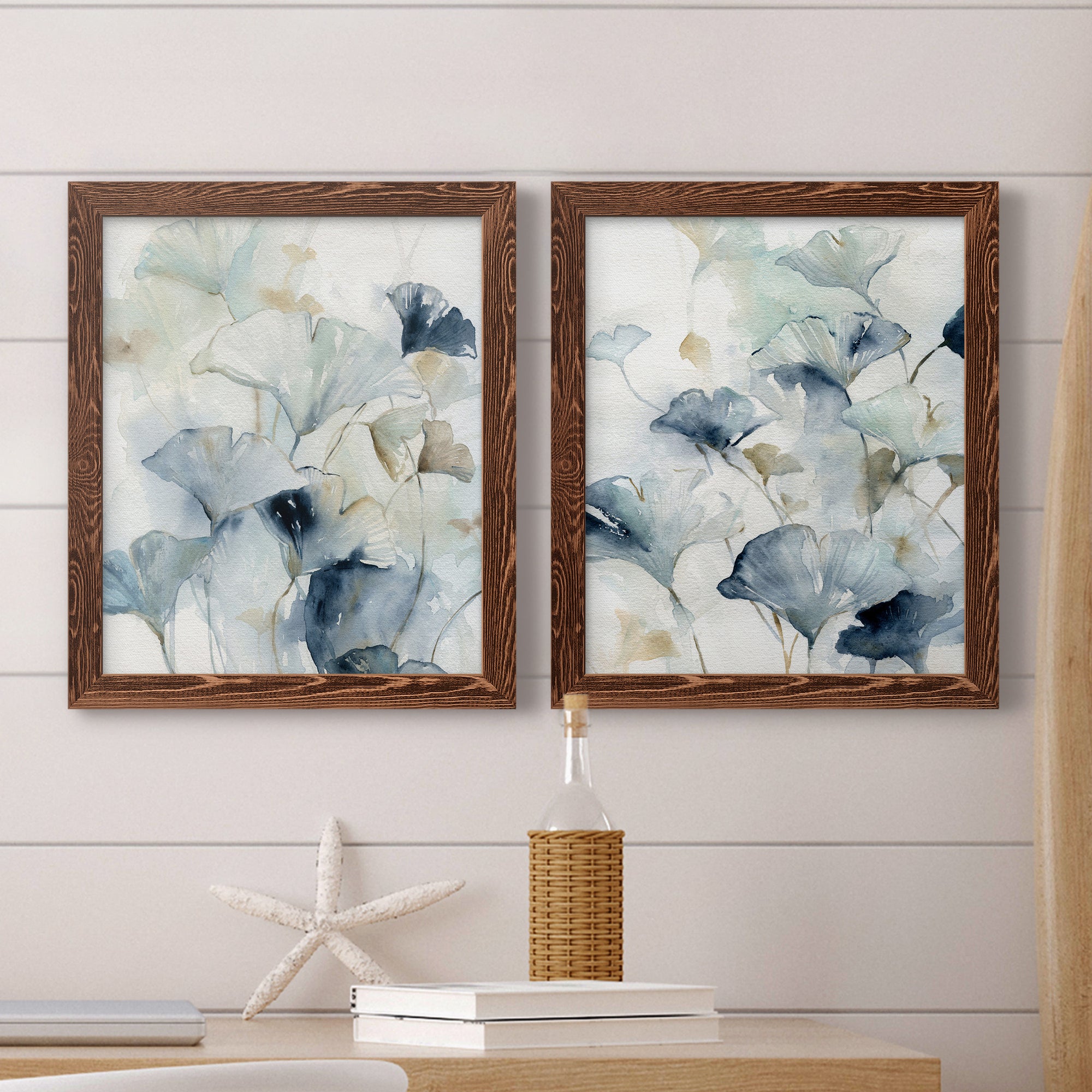 Indigo Ginkgo I- Premium Framed Canvas in Barnwood - Ready to Hang