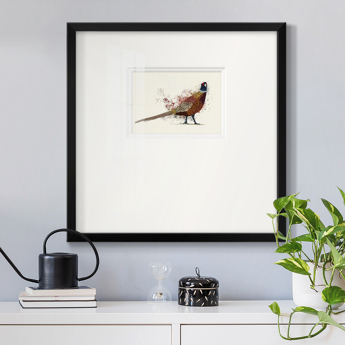 Pheasant Splash 2 Premium Framed Print Double Matboard