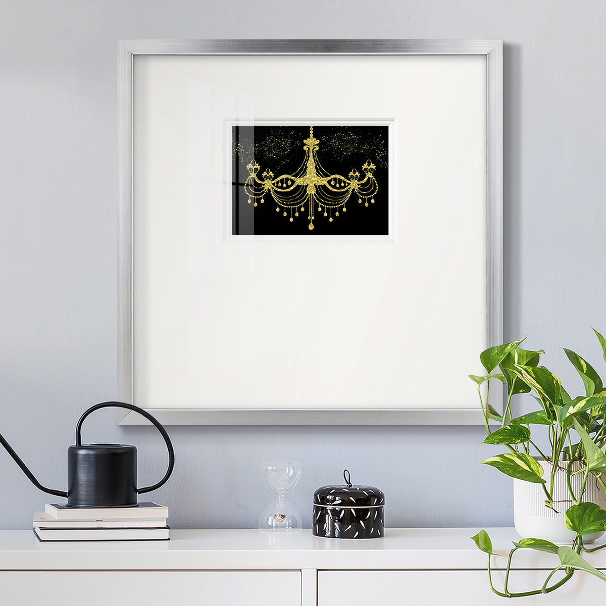 Golden Chandelier Premium Framed Print Double Matboard
