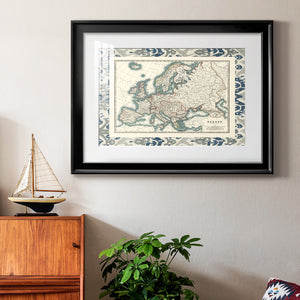 Bordered Map of Europe Premium Framed Print - Ready to Hang