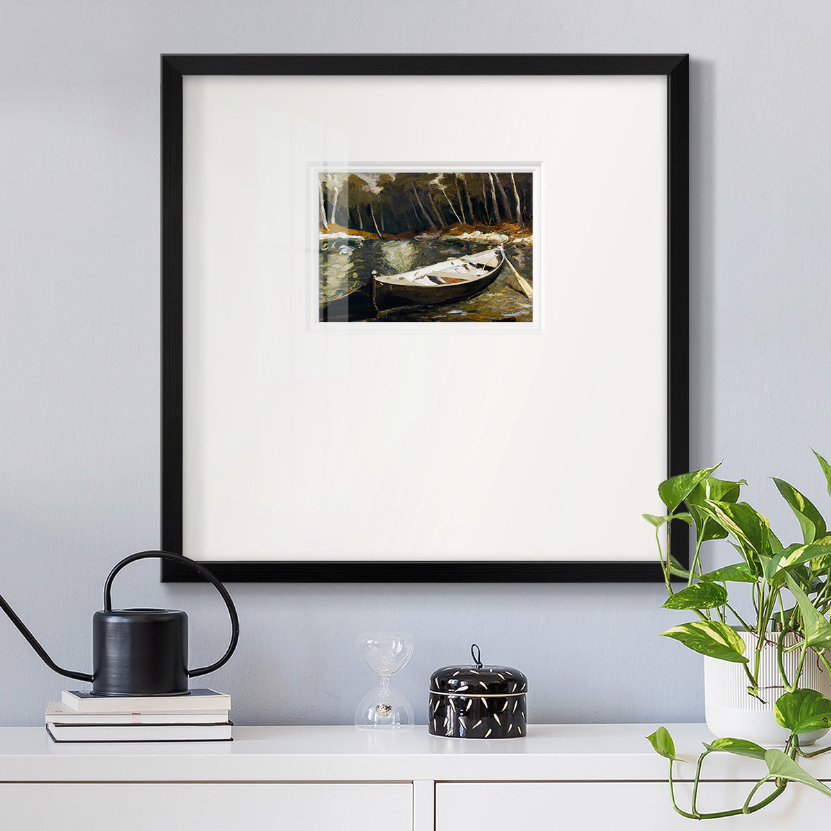 Canoe in the Woods Premium Framed Print Double Matboard