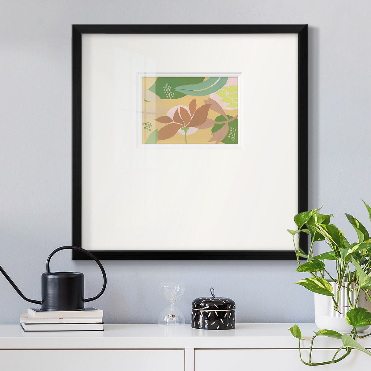 Neutral Blooms I Premium Framed Print Double Matboard