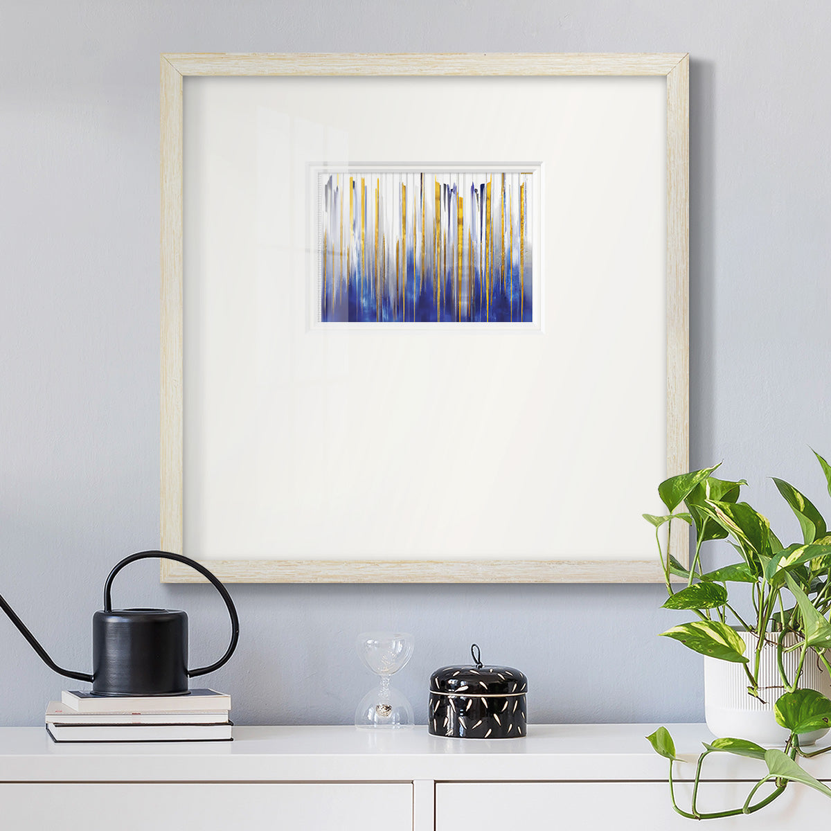 Blue and Gold Abstract V Premium Framed Print Double Matboard