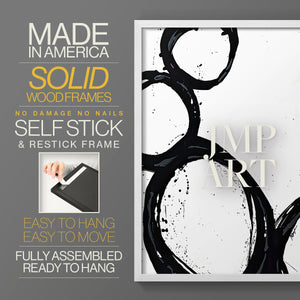 Colorful geometric landscape artwork depicting a coastal view with blue waters and green hills during daytime