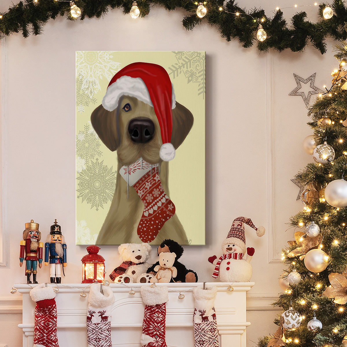 Christmas Drooly Christmas Dane - Gallery Wrapped Canvas