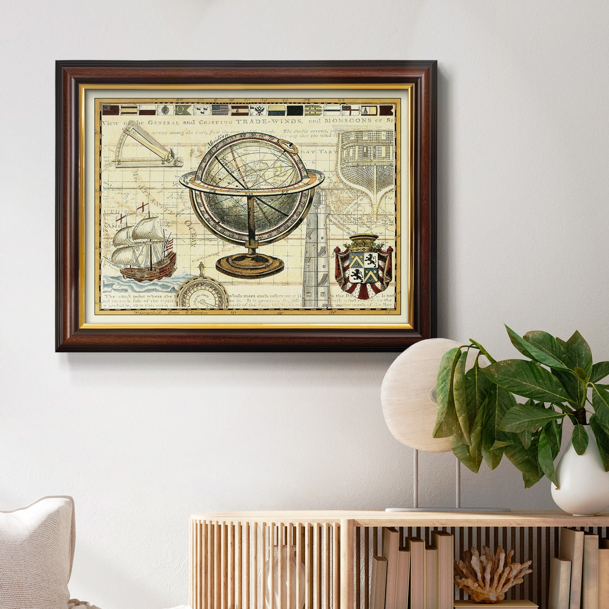 Nautical Map II Premium Framed Canvas- Ready to Hang