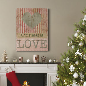 Burlap Christmas Love Premium Gallery Wrapped Canvas - Ready to Hang