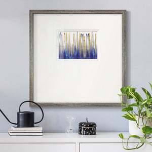 Blue and Gold Abstract V Premium Framed Print Double Matboard