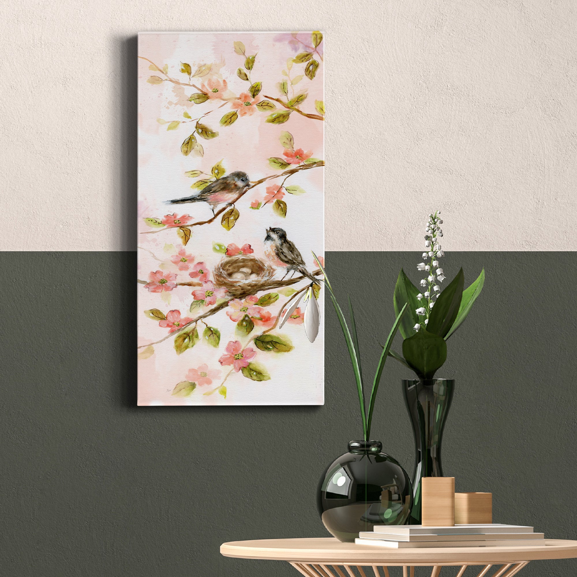 Blushing Birds II - Premium Gallery Wrapped Canvas - Ready to Hang