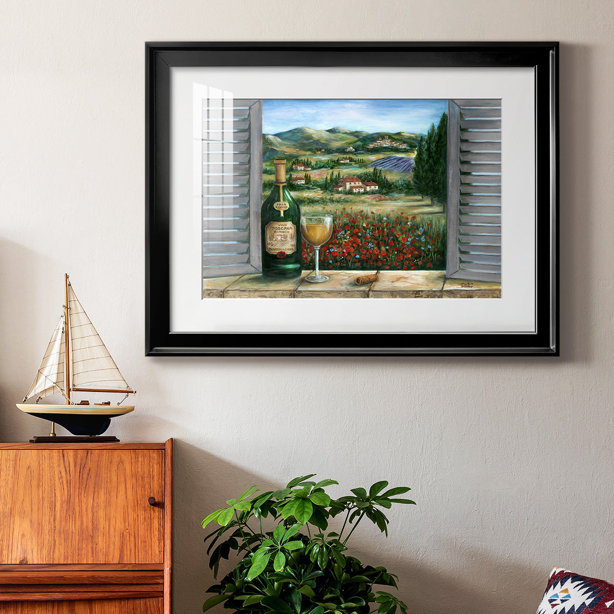Tuscan White and Poppies Premium Framed Print - Ready to Hang