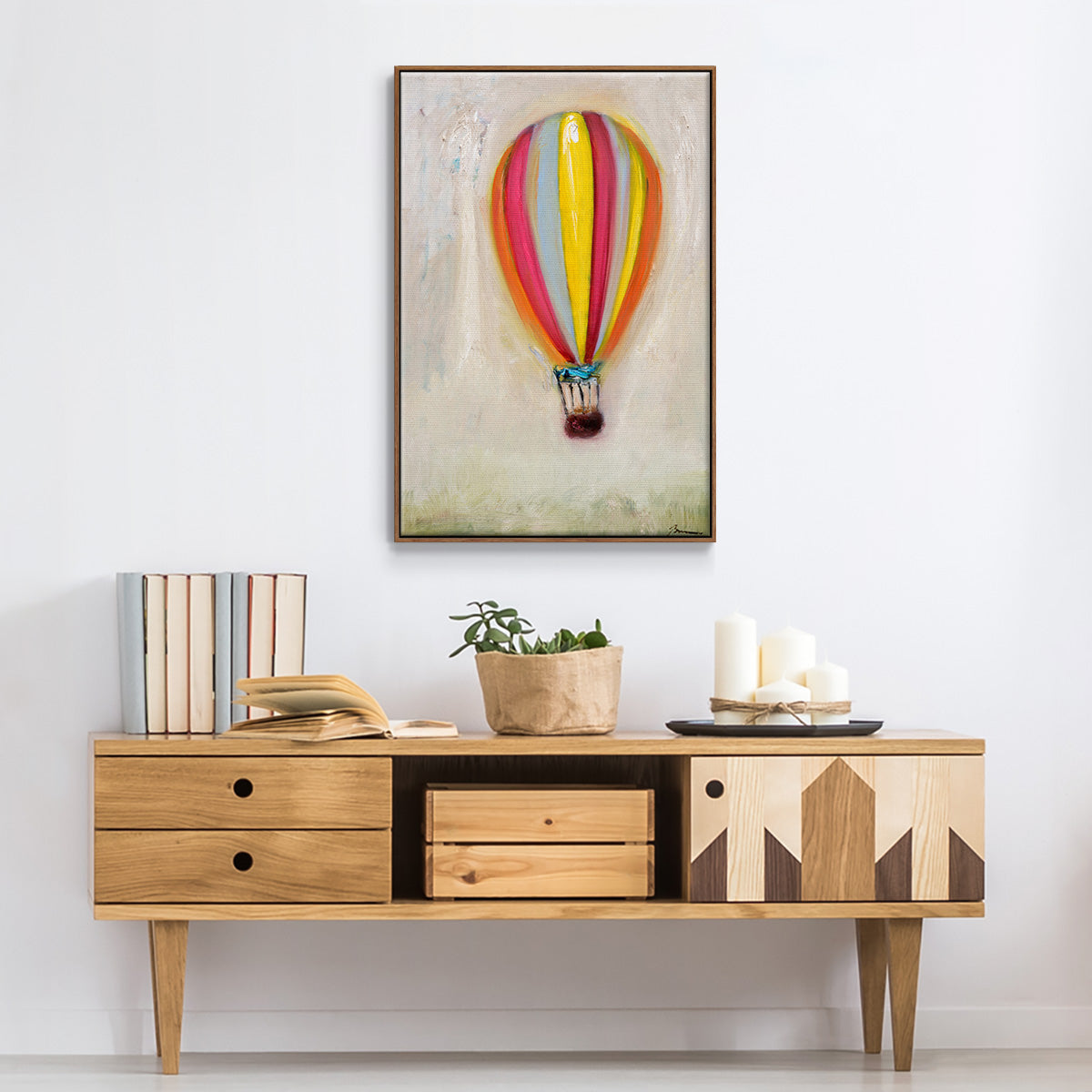 Lucky Hot Air Balloon - Framed Premium Gallery Wrapped Canvas L Frame - Ready to Hang