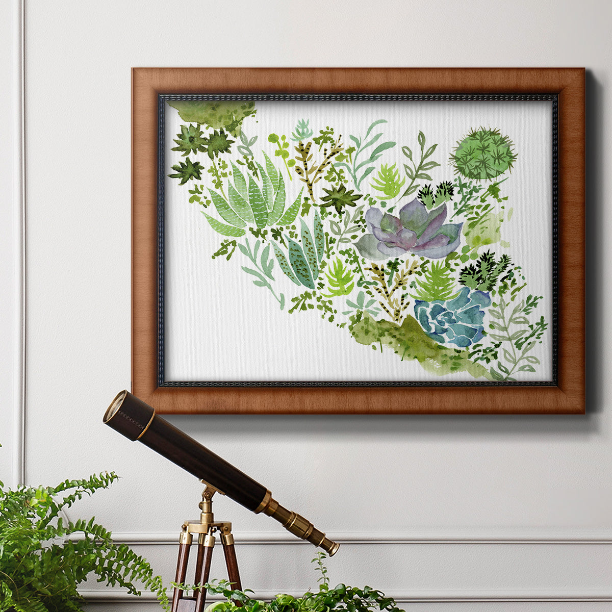 Succulent Field II Premium Framed Canvas- Ready to Hang