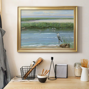 Wading at Dusk - Modern Framed Canvas Print
