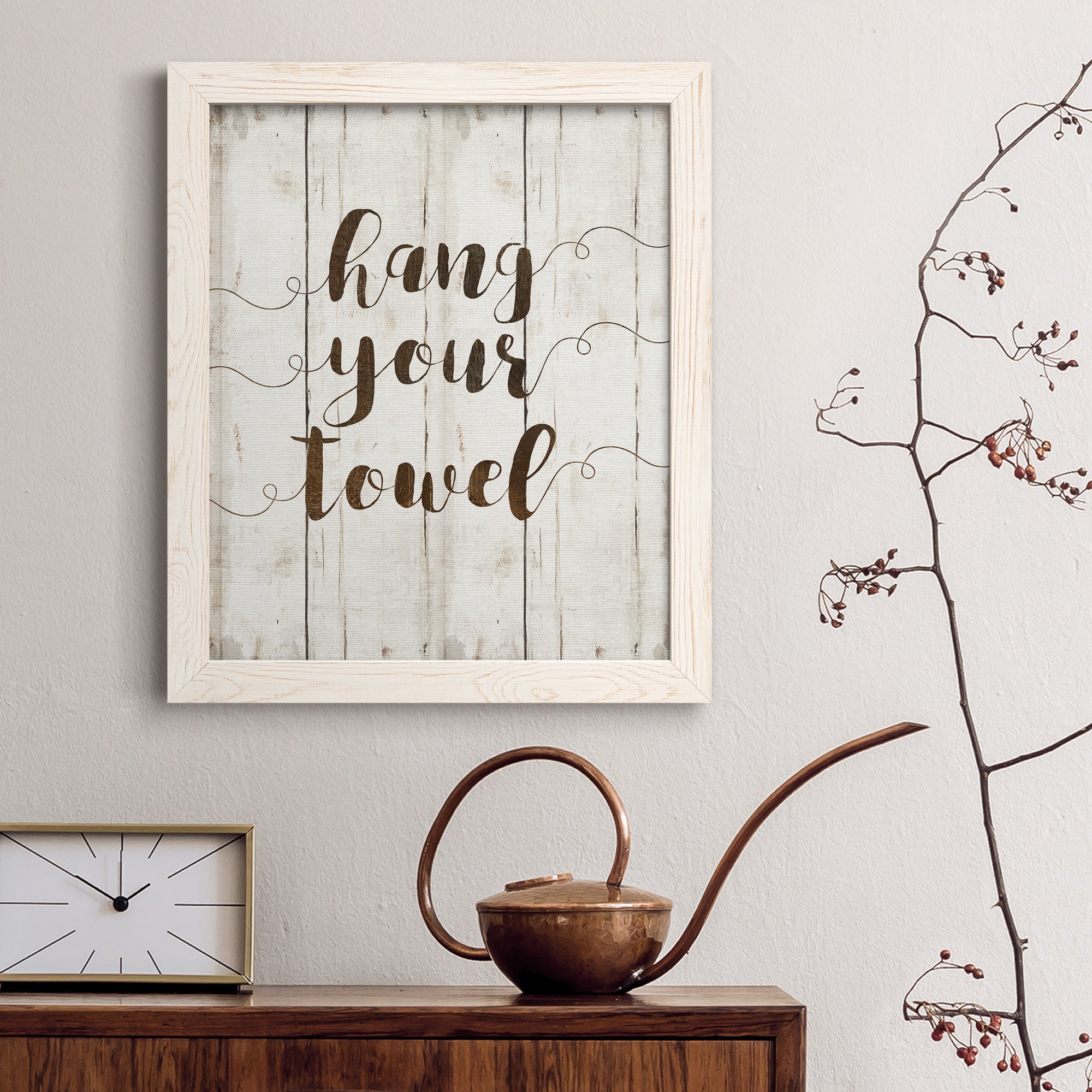 Hang Your Towel - Premium Canvas Framed in Barnwood - Ready to Hang