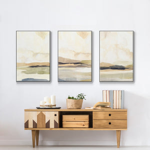 Slate Movement I - Framed Premium Gallery Wrapped Canvas L Frame 3 Piece Set - Ready to Hang