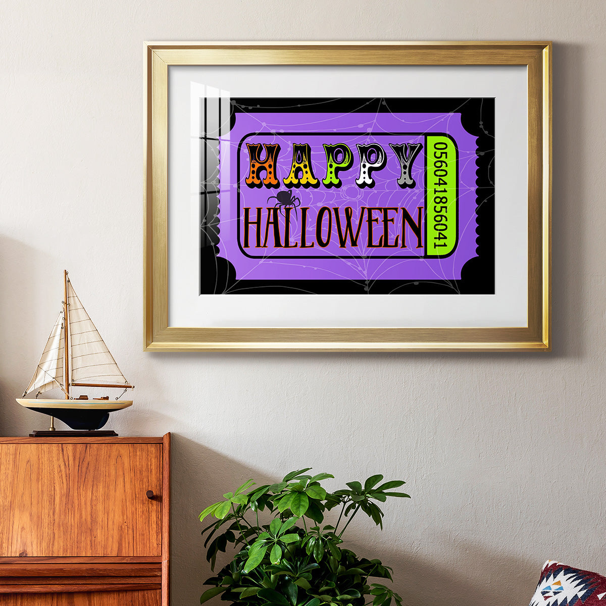 Happy Halloween Ticket Premium Framed Print - Ready to Hang