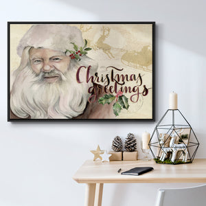 Christmas Greetings Collection A - Framed Gallery Wrapped Canvas in Floating Frame