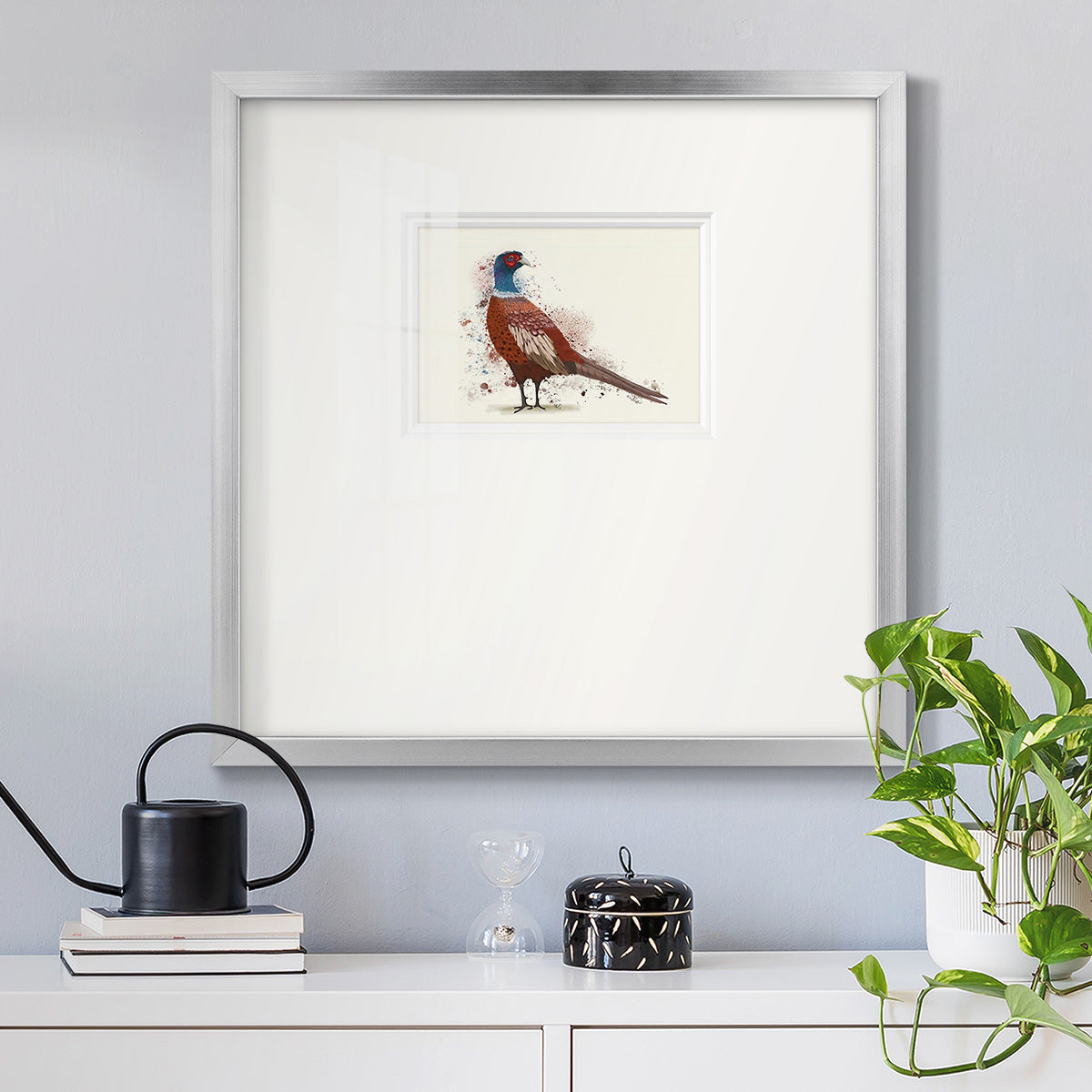 Pheasant Splash 5 Premium Framed Print Double Matboard