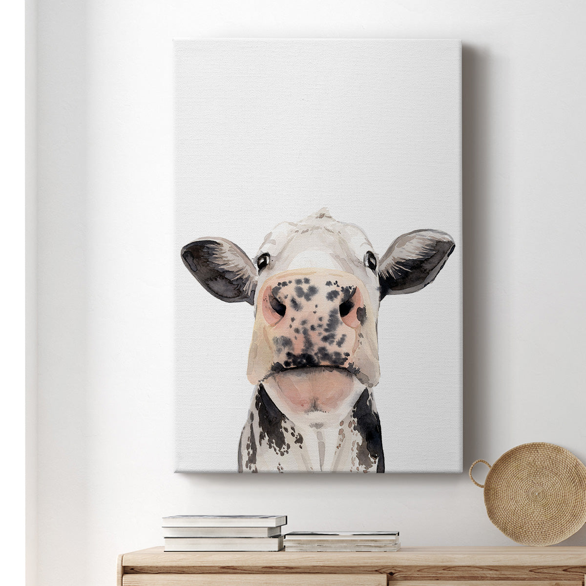 Watercolor Cow Portrait II Premium Gallery Wrapped Canvas - Ready to Hang