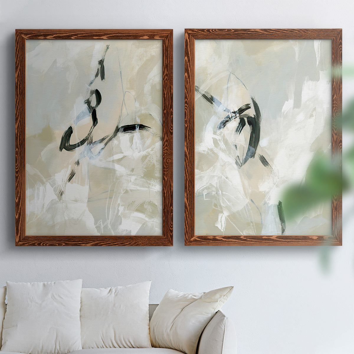 Scribble Veil I - Premium Framed Canvas 2 Piece Set - Ready to Hang
