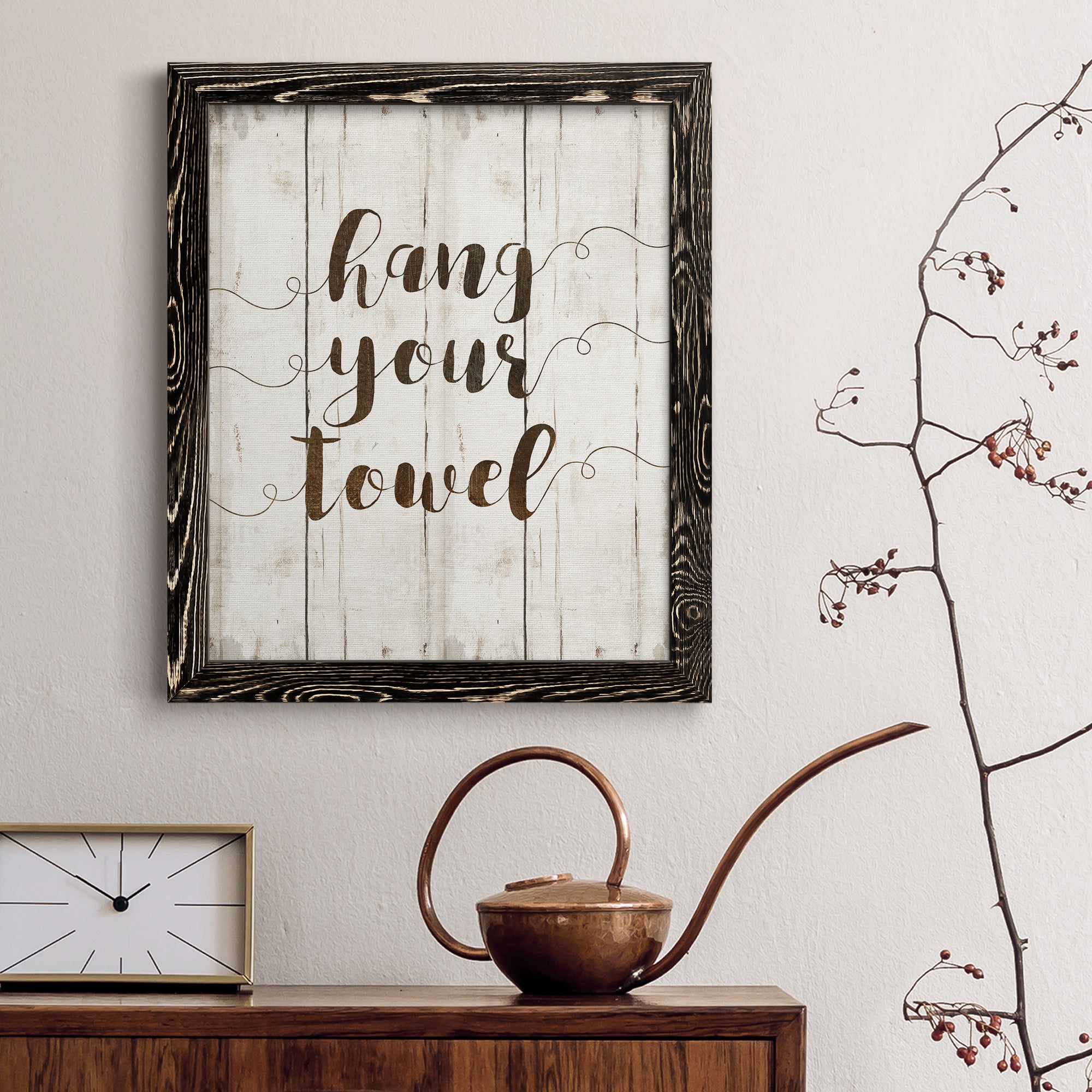 Hang Your Towel - Premium Canvas Framed in Barnwood - Ready to Hang