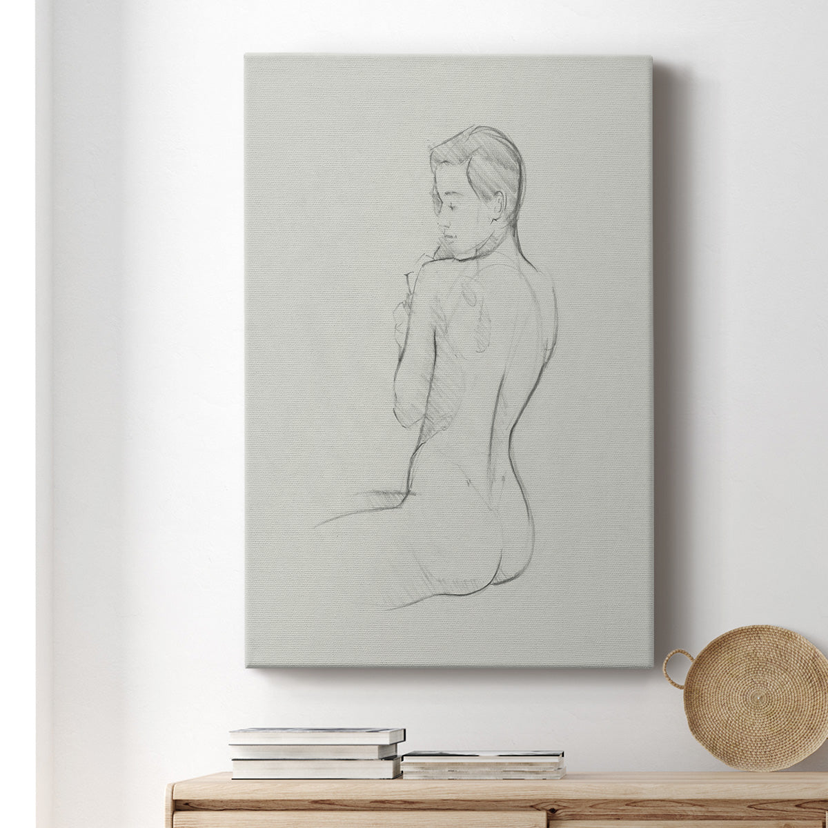 Female Back Sketch I Premium Gallery Wrapped Canvas - Ready to Hang