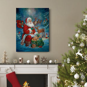 Santa's Woodland Friends Premium Gallery Wrapped Canvas - Ready to Hang