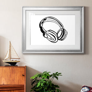 Headphones Sketch - Modern Framed Art Print
