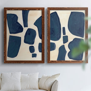 Blue Pieces I - Barnwood Framed Canvas Set