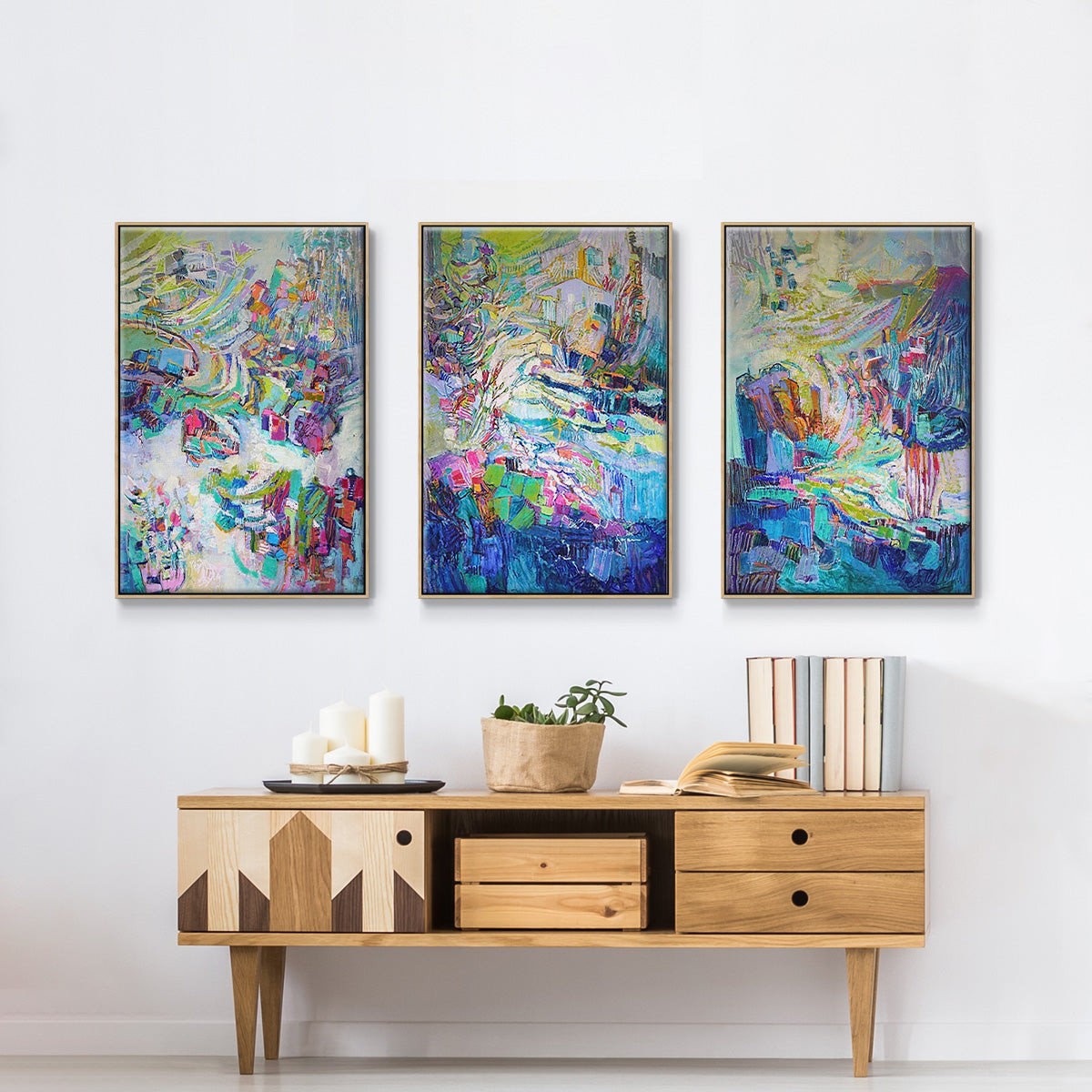 Gathering up the Goddess I - Framed Premium Gallery Wrapped Canvas L Frame 3 Piece Set - Ready to Hang