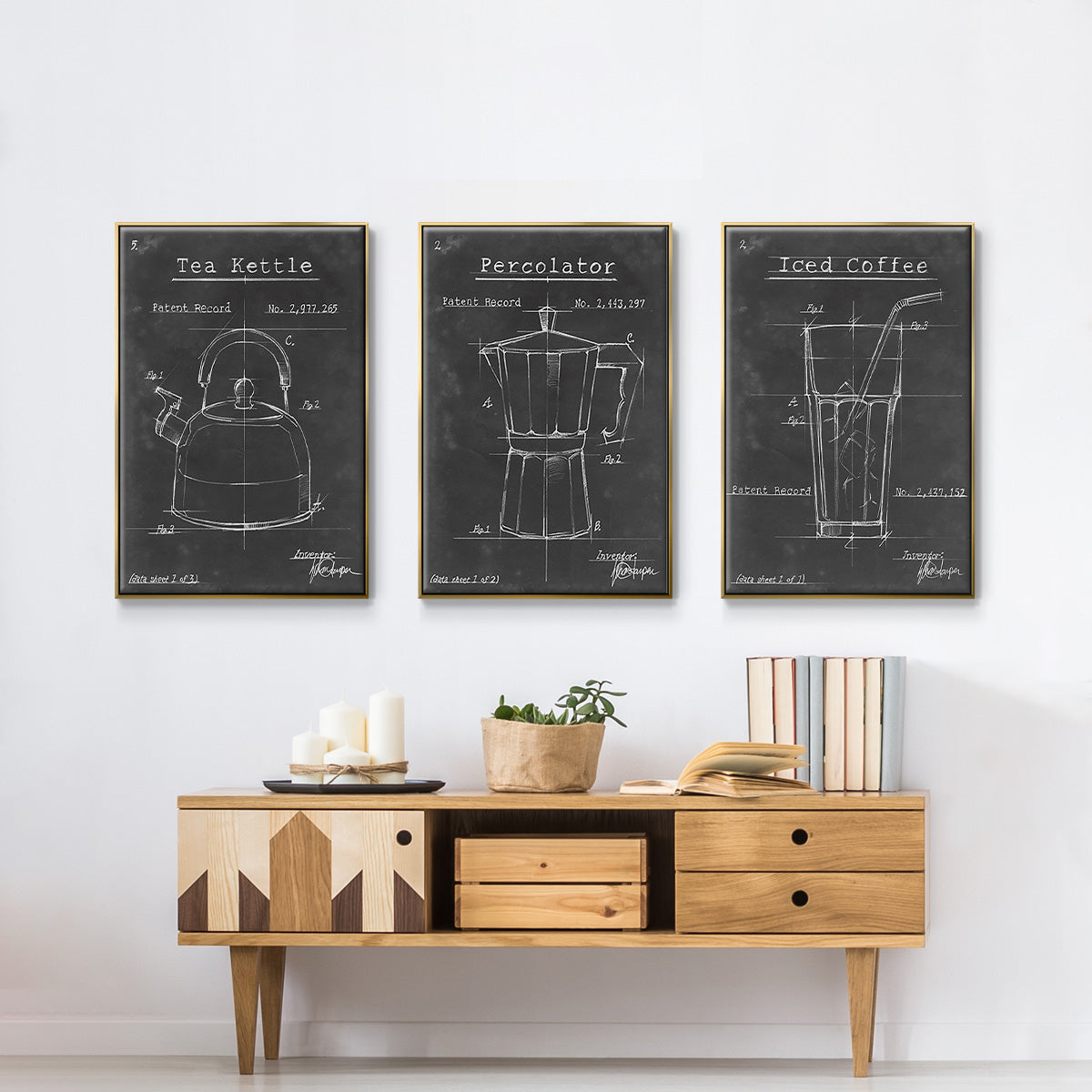 Morning Routine I - Framed Premium Gallery Wrapped Canvas L Frame 3 Piece Set - Ready to Hang