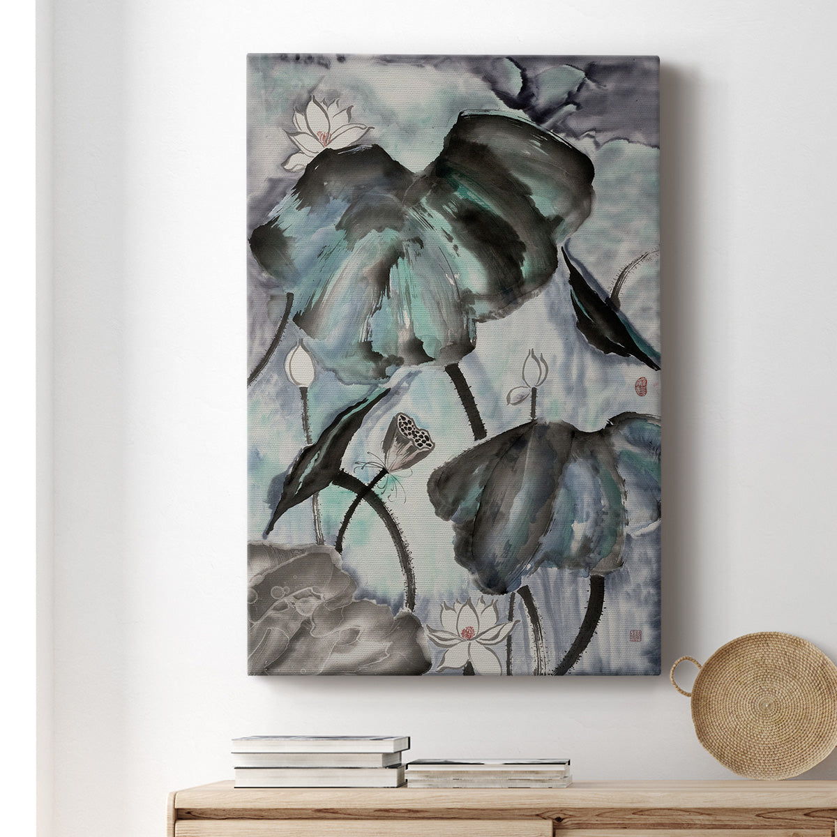 Lotus Study with Blue Green II Premium Gallery Wrapped Canvas - Ready to Hang