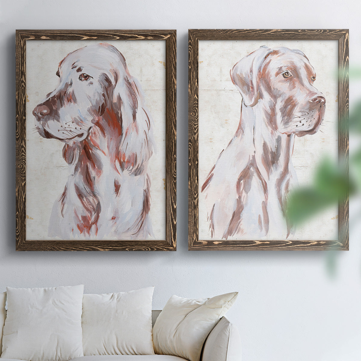 Sitting Dog III - Premium Framed Canvas 2 Piece Set - Ready to Hang