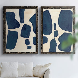 Blue Pieces I - Barnwood Framed Canvas Set