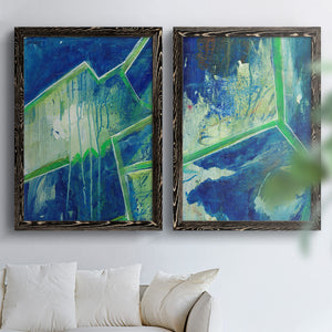 Geometric in Cool V - Premium Framed Canvas 2 Piece Set - Ready to Hang