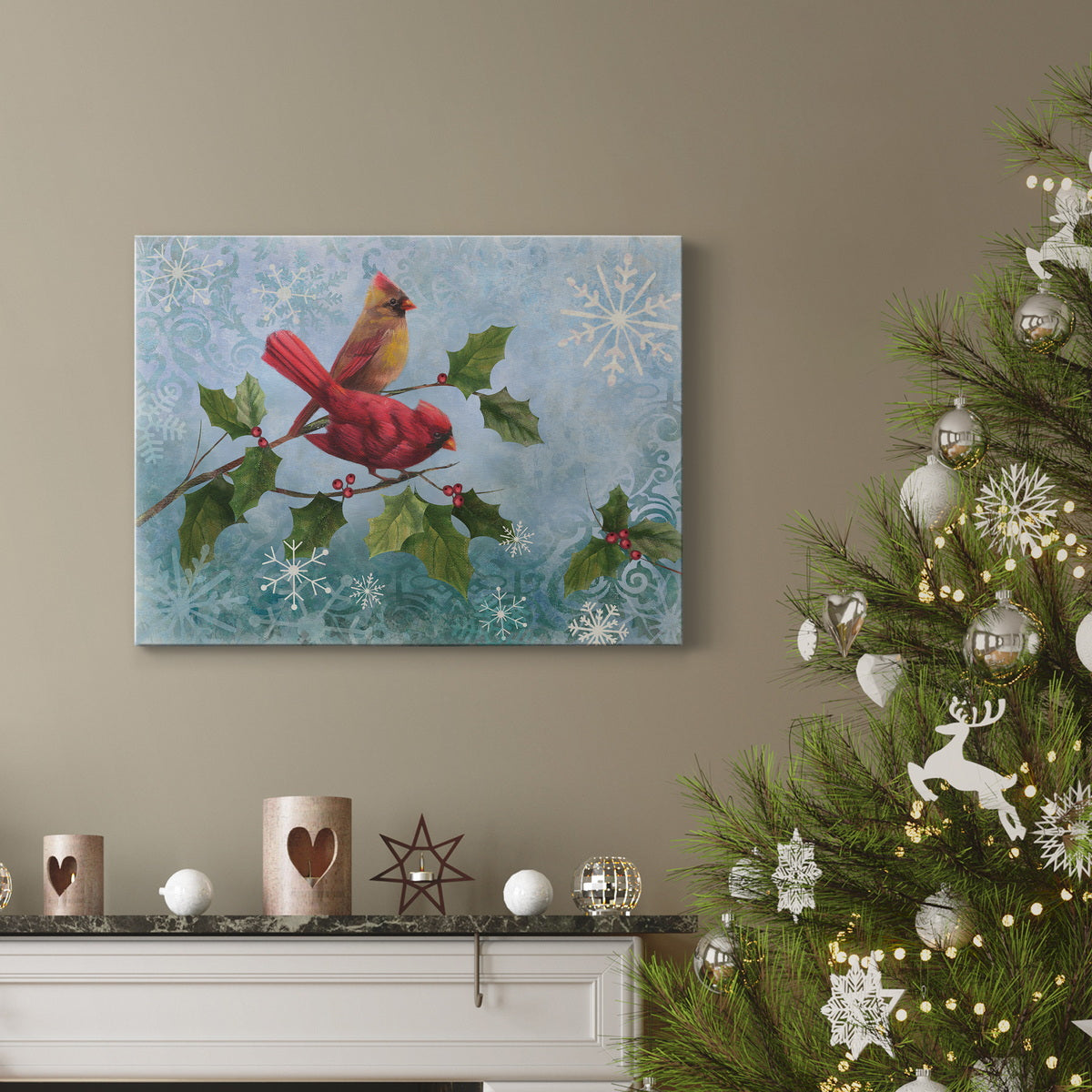 Winter Cardinal Duet I - Premium Gallery Wrapped Canvas  - Ready to Hang