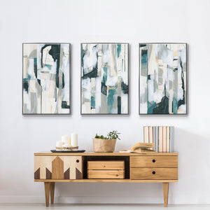 Sea Cavern Strata I - Framed Premium Gallery Wrapped Canvas L Frame 3 Piece Set - Ready to Hang