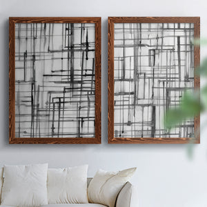 Line Meditation I - Barnwood Framed Canvas Set