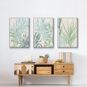 Swaying Seagrass I - Framed Premium Gallery Wrapped Canvas L Frame 3 Piece Set - Ready to Hang
