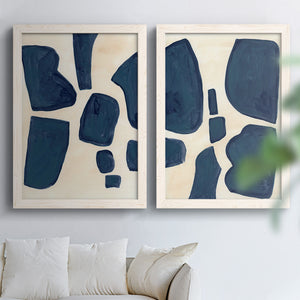 Blue Pieces I - Barnwood Framed Canvas Set