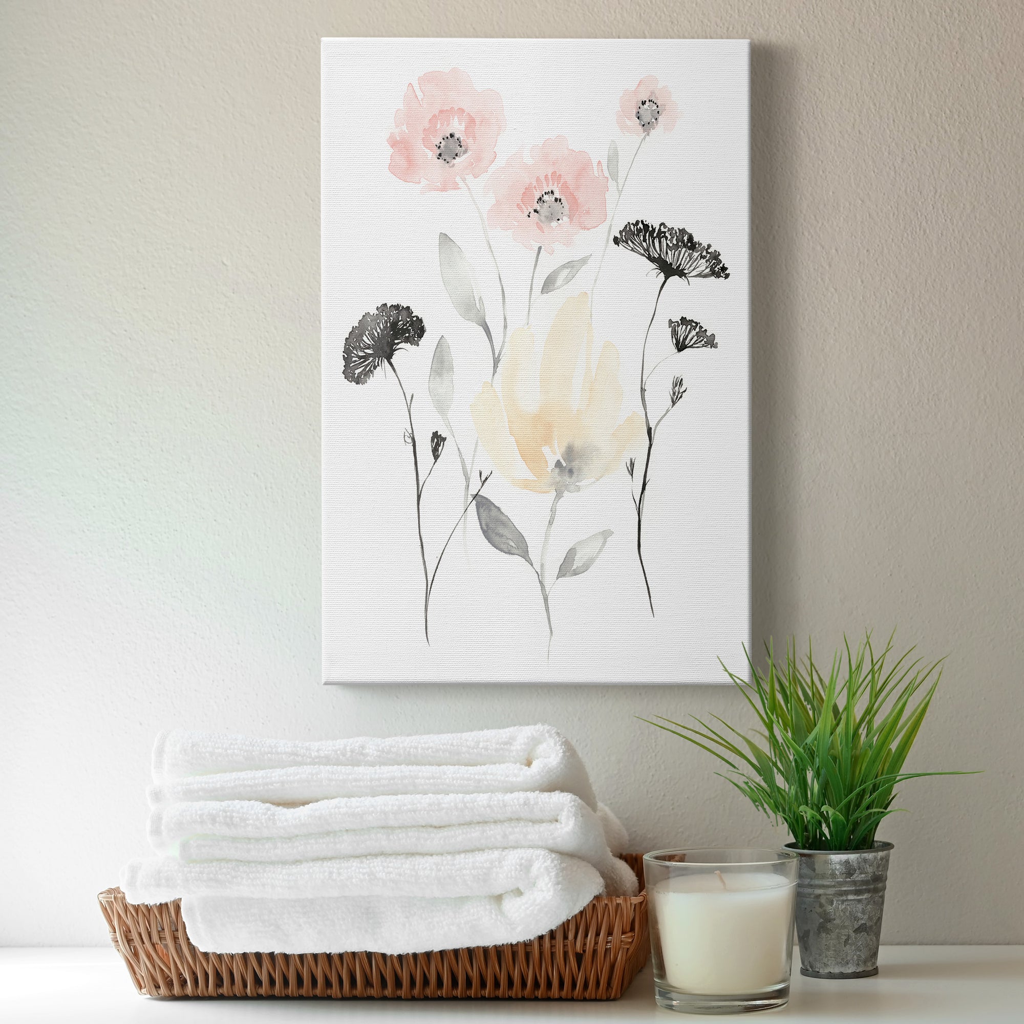 Blush & Black Wildflowers I Premium Gallery Wrapped Canvas - Ready to Hang