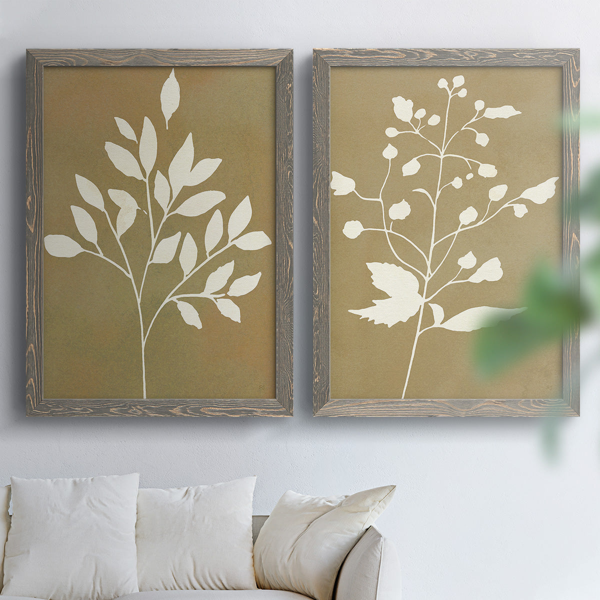 Honey Botanical I   - Premium Framed Canvas 2 Piece Set - Ready to Hang