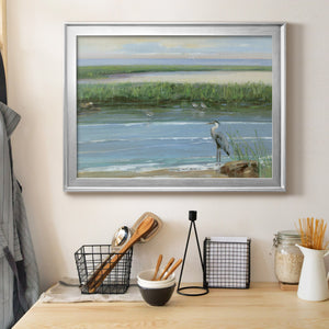 Wading at Dusk - Modern Framed Canvas Print