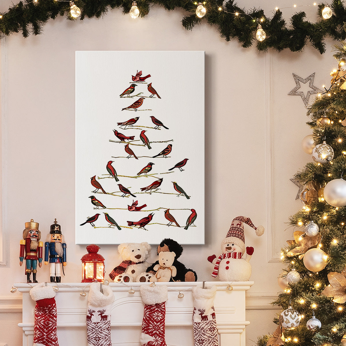 Red Bird Christmas Collection B - Gallery Wrapped Canvas