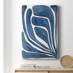 Blue Stylized Leaf I Premium Gallery Wrapped Canvas - Ready to Hang